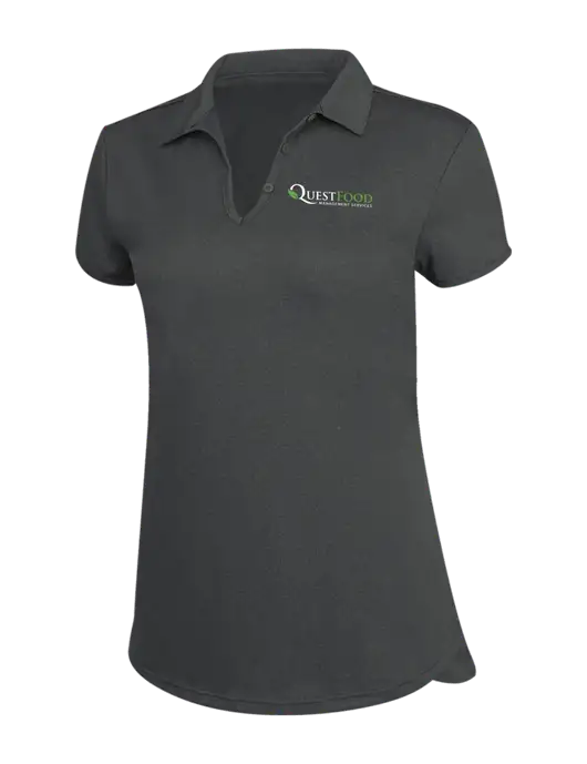 Womens Charcoal Trace Heather Polo w/Quest Food Logo