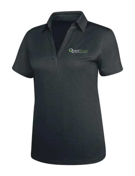 Dark Grey Womens Performance Fine Jacquard Polo w/Quest Food Logo