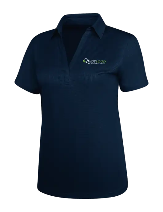 Navy Womens Performance Fine Jacquard Polo w/Quest Food Logo