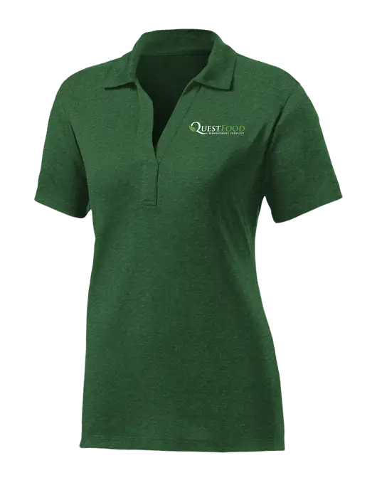 Womens Dark Green Heather Contender Polo w/Quest Food Logo