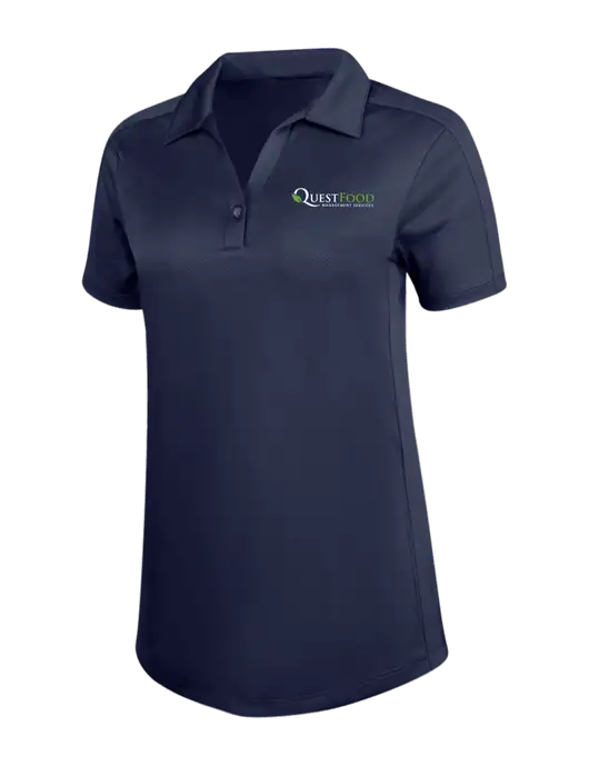 Womens Dark Navy Diamond Jacquard Polo w/Quest Food Logo