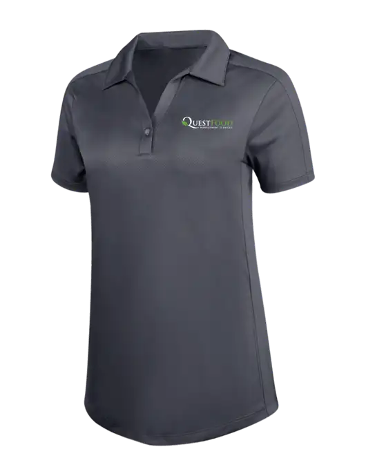 Womens Dark Grey Diamond Jacquard Polo w/Quest Food Logo
