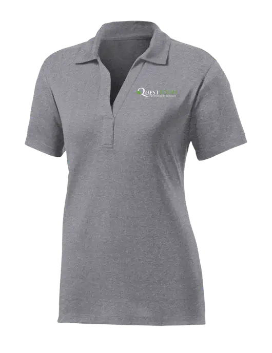 Womens Medium Grey Heather Contender Polo w/Quest Food Logo