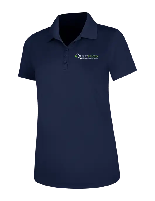 Dark Navy Womens Dry Zone UV Mesh Polo w/Quest Food Logo