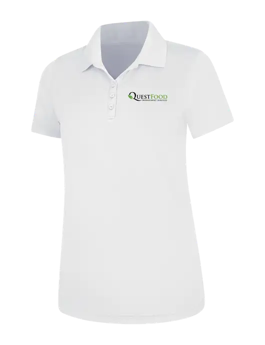 White Womens Dry Zone UV Mesh Polo w/Quest Food Logo