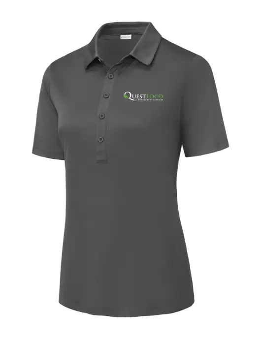 Dark Smoke Grey Womens Posi-UV Pro Polo w/Quest Food Logo
