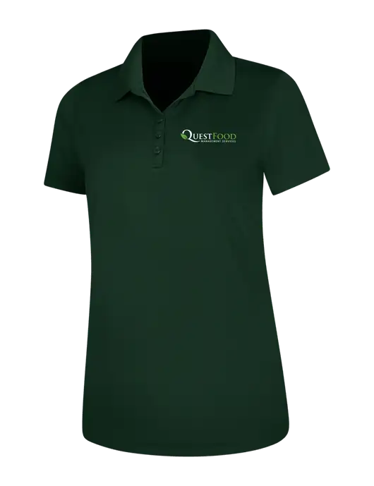 Dark Green Womens Dry Zone UV Mesh Polo w/Quest Food Logo