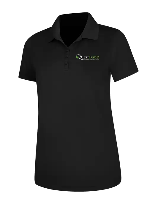 Black Womens Dry Zone UV Mesh Polo w/Quest Food Logo