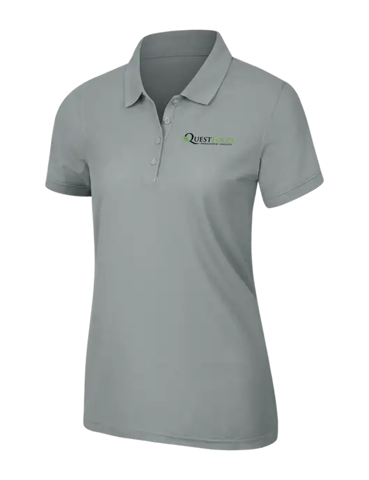 Light Grey Womens Core Classic Pique Polo w/Quest Food Logo
