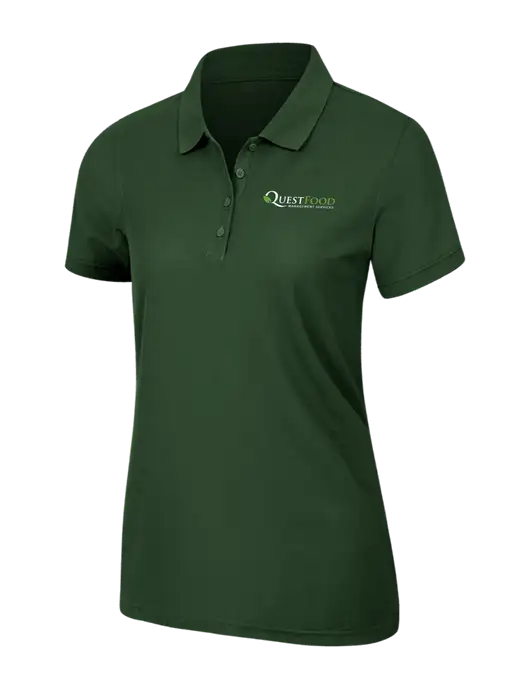 Dark Green Womens Core Classic Pique Polo w/Quest Food Logo