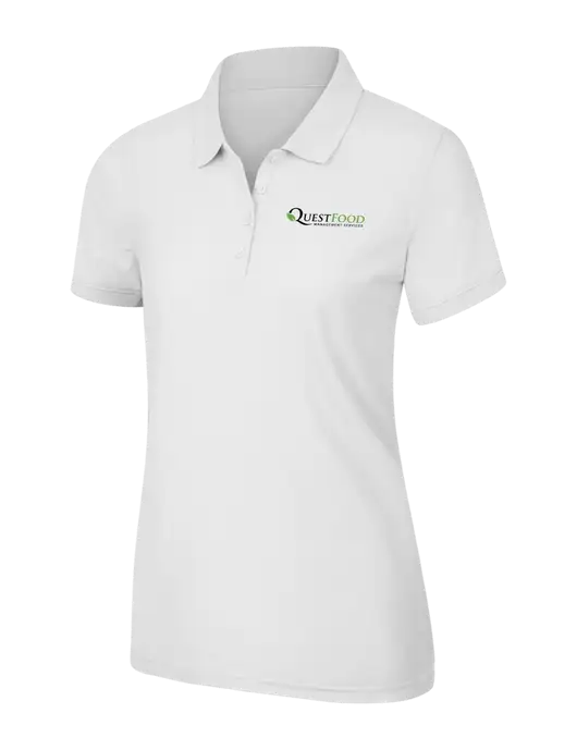 White Womens Core Classic Pique Polo w/Quest Food Logo