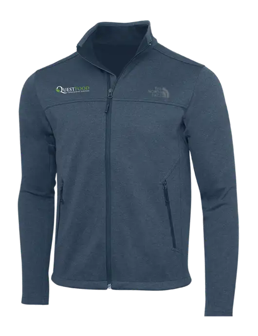 North Face Light Navy Heather Ridgewall Soft Shell Jacket w/Quest Food Logo