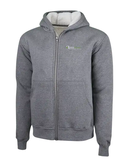 Cornerstone Grey Heather Heavyweight Sherpa Lined Hooded Fleece Jacket w/Quest Food Logo