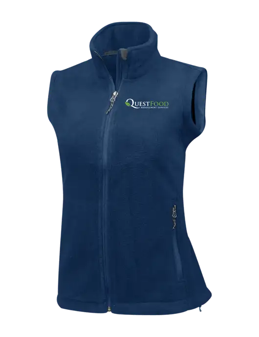 Navy Womens Fleece Vest w/Quest Food Logo