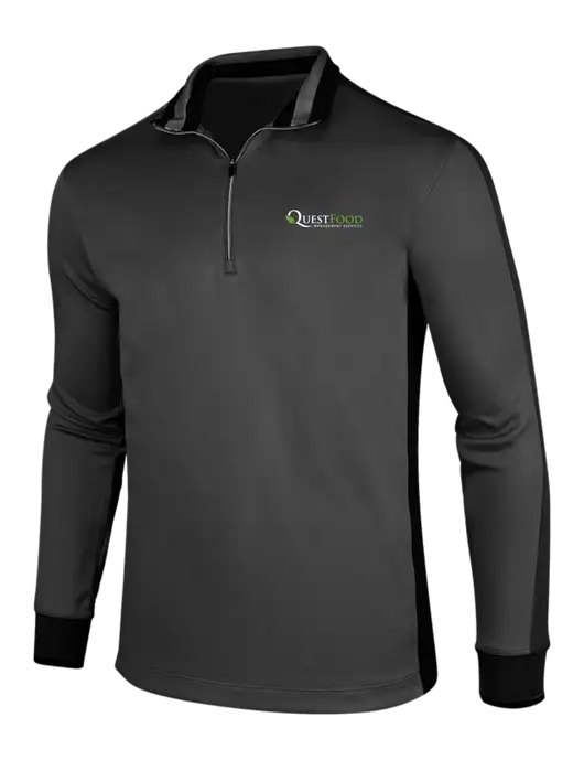 NIKE Anthracite Heather/Black Dry-Fit 1/2 Zip Cover-Up w/Quest Food Logo