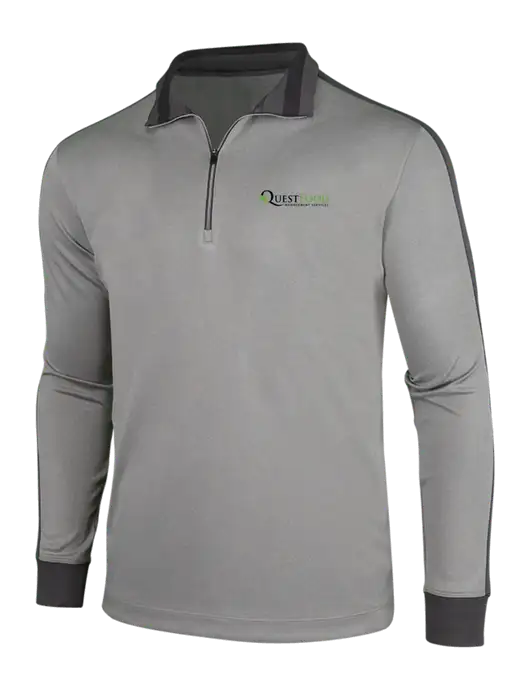 NIKE Athletic Grey/Heather Dark Grey Dry-Fit 1/2 Zip Cover-Up w/Quest Food Logo