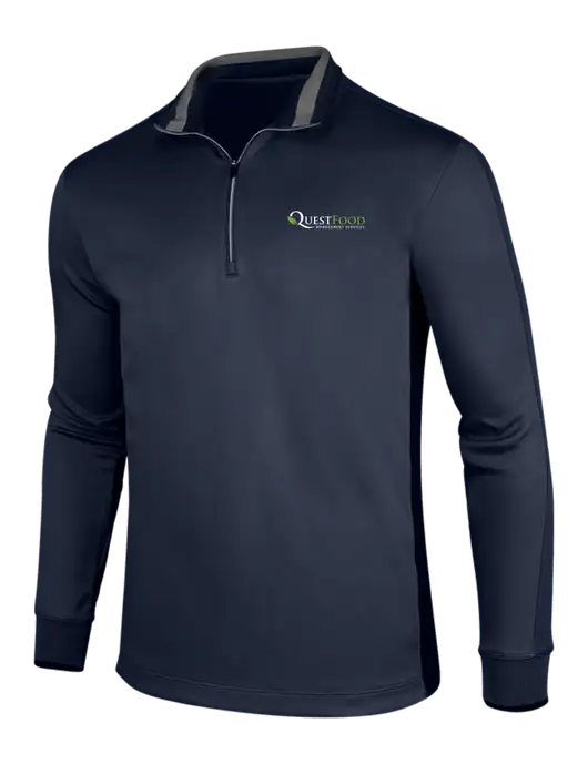 NIKE Midnight Navy Heather/Midnight Navy Dry-Fit 1/2 Zip Cover-Up w/Quest Food Logo
