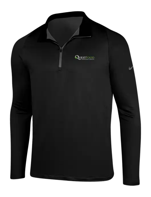 NIKE Black/Dark Grey Dry-Fit Stretch 1/2 Zip Cover-Up w/Quest Food Logo