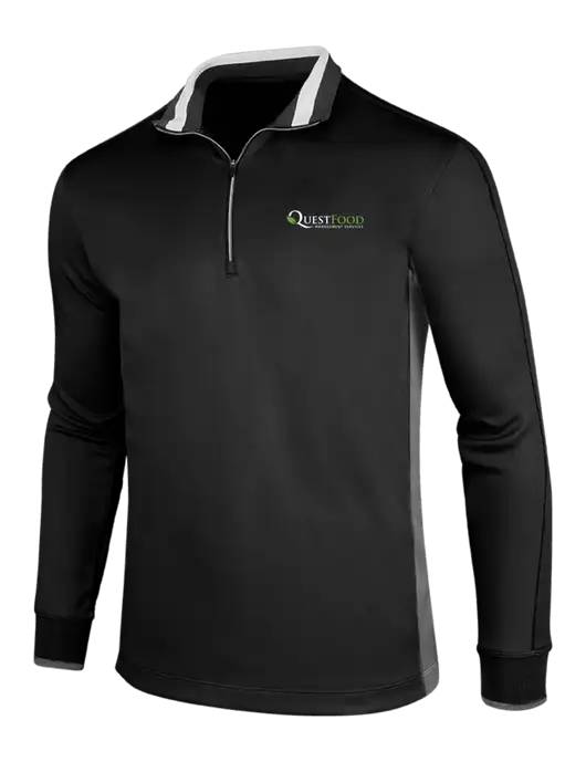 NIKE Black/Dark Grey/White Dry-Fit 1/2 Zip Cover-Up w/Quest Food Logo