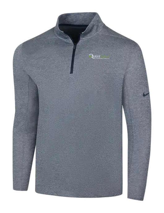 NIKE Navy Heather Dry 1/2 Zip Cover-Up w/Quest Food Logo