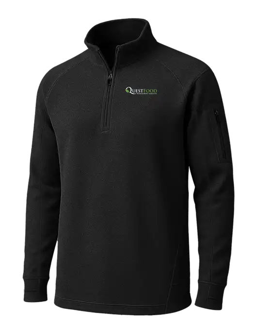 Black Tech Fleece 1/4 Zip Pullover w/Quest Food Logo