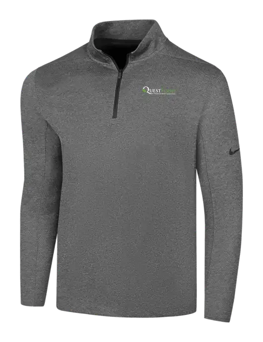 NIKE Dark Grey Heather Dry 1/2 Zip Cover-Up w/Quest Food Logo