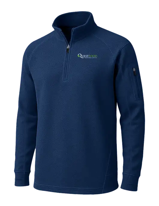 True Navy Tech Fleece 1/4 Zip Pullover w/Quest Food Logo