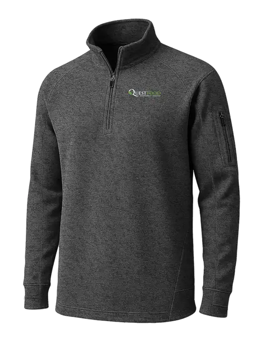 Graphite Heather Tech Fleece 1/4 Zip Pullover w/Quest Food Logo