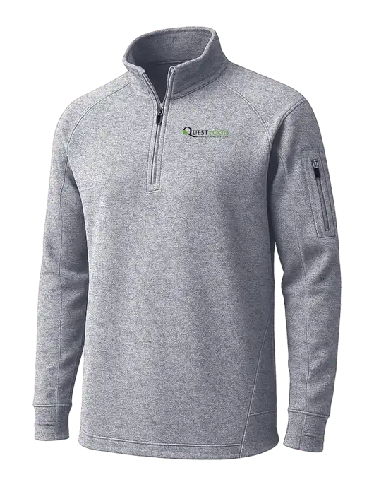 Grey Heather Tech Fleece 1/4 Zip Pullover w/Quest Food Logo