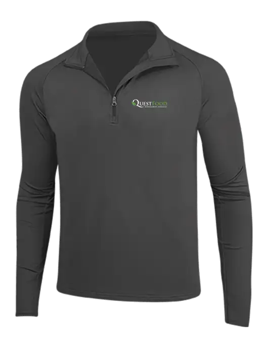 Charcoal Grey Sport Wick Stretch 1/4 Zip Pullover w/Quest Food Logo