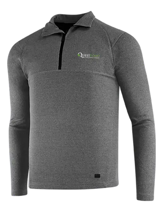 OGIO Dark Grey Heather Transition 1/4 Zip Pullover w/Quest Food Logo