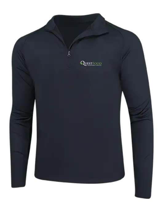 Black Sport Wick Stretch 1/4 Zip Pullover w/Quest Food Logo