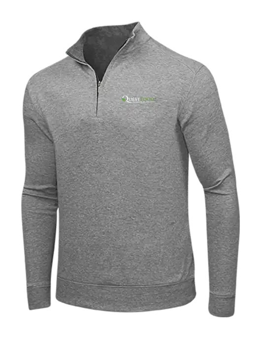 Medium Heather Grey/Charcoal Heather Interlock 1/4 Zip w/Quest Food Logo