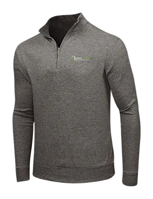 Charcoal Heather/Medium Heather Grey Interlock 1/4 Zip w/Quest Food Logo