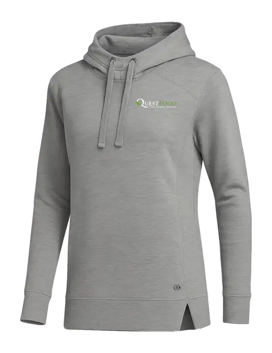 OGIO Heather Grey Womens Luuma Pullover Fleece Hoodie w/Quest Food Logo