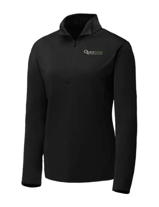 Black Womens Posicharge Competitor ¼ Zip Pullover w/Quest Food Logo