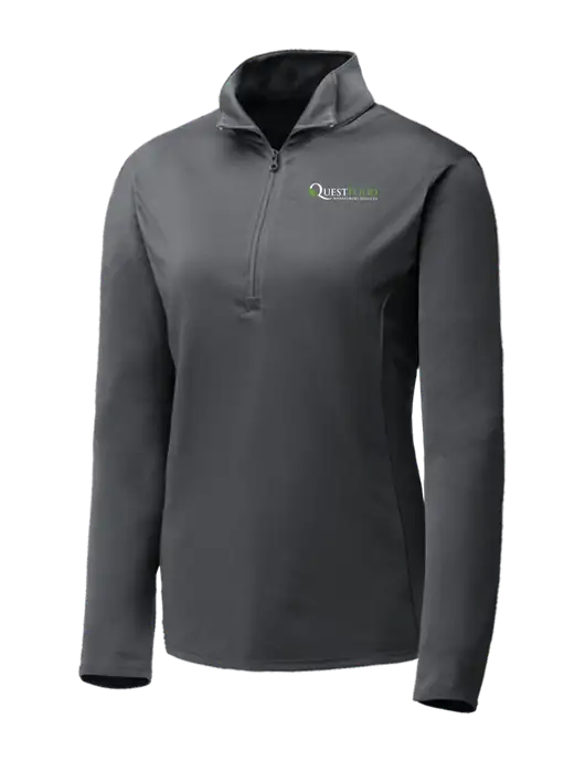 Dark Grey Womens Posicharge Competitor ¼ Zip Pullover w/Quest Food Logo