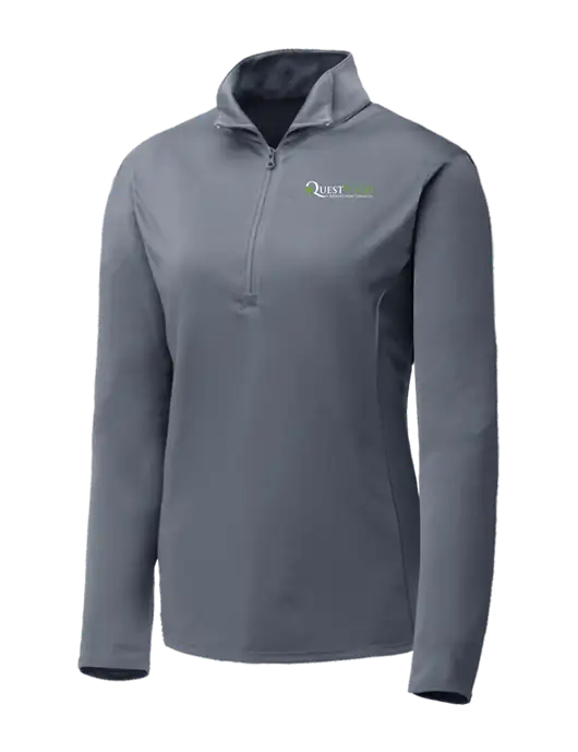 Medium Grey Womens Posicharge Competitor ¼ Zip Pullover w/Quest Food Logo