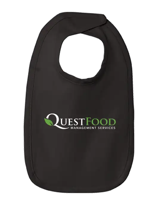 Rabbit Skins Black Infant Premium Jersey Bib w/Quest Food Logo
