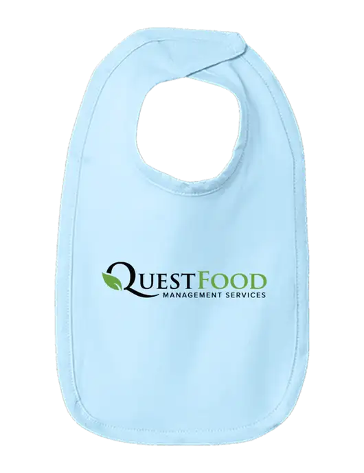 Rabbit Skins Light Blue Infant Premium Jersey Bib w/Quest Food Logo