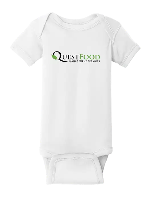 Rabbit Skins White Infant Short Sleeve Baby Rib Bodysuit w/Quest Food Logo
