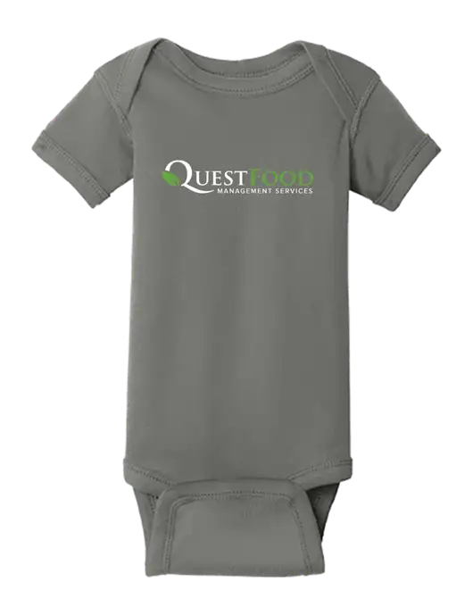 Rabbit Skins Charcoal Infant Short Sleeve Baby Rib Bodysuit w/Quest Food Logo