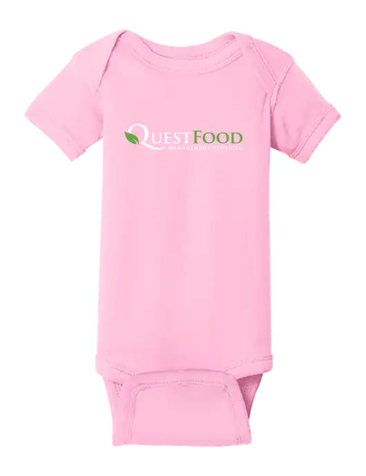 Rabbit Skins Pink Infant Short Sleeve Baby Rib Bodysuit w/Quest Food Logo