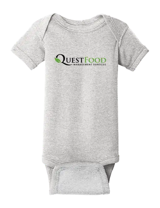 Rabbit Skins Light Grey Heather Infant Short Sleeve Baby Rib Bodysuit w/Quest Food Logo