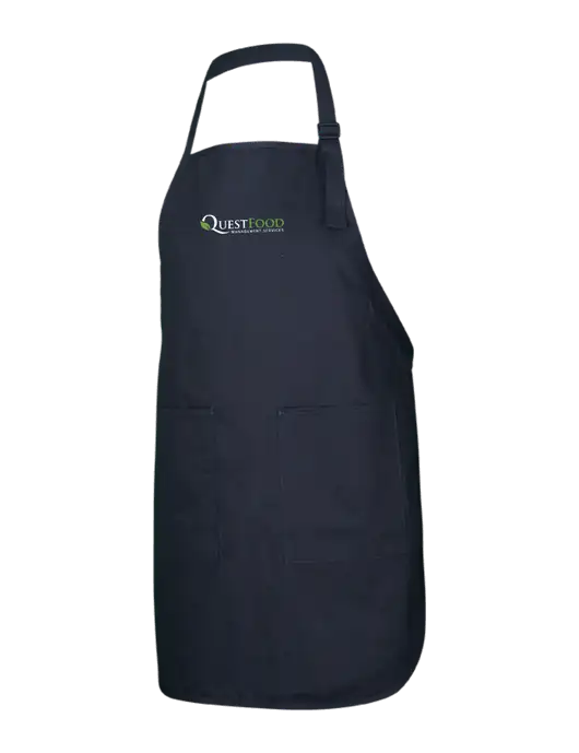 Full-Length Black Apron With Pockets w/Quest Food Logo