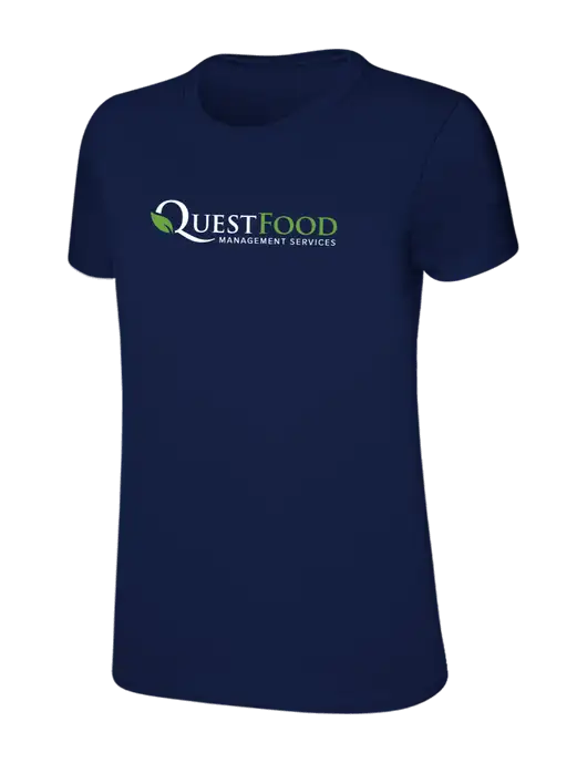 Womens Ring Spun Navy 4.5 oz T-Shirt w/Quest Food Logo