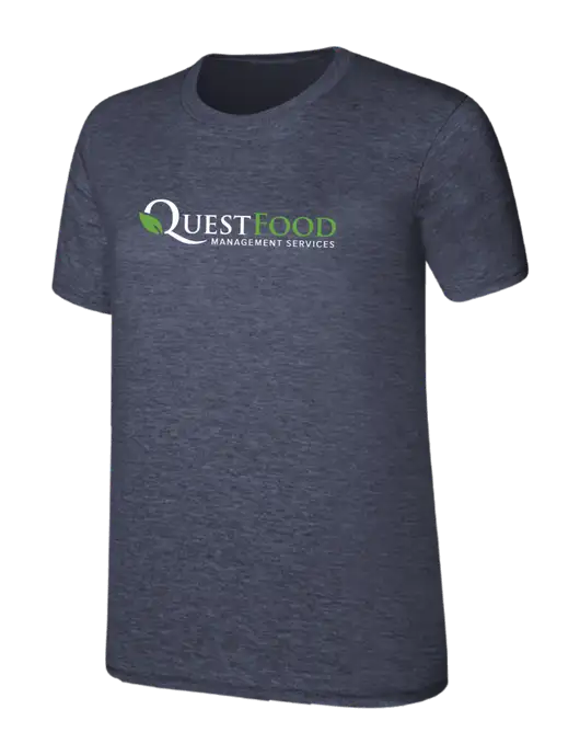 Womens Ring Spun Heather Navy 4.5 oz T-Shirt w/Quest Food Logo