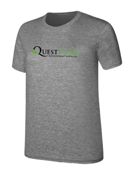 Womens Ring Spun Light Grey Heather 4.5 oz T-Shirt w/Quest Food Logo
