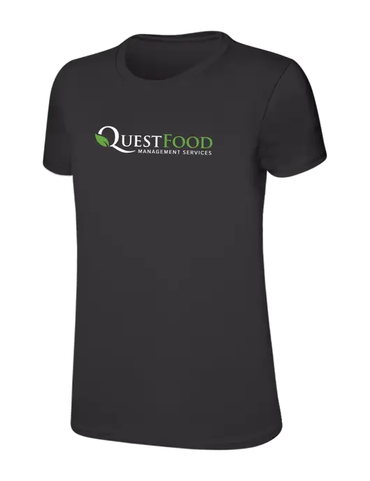 Womens Ring Spun Charcoal 4.5 oz T-Shirt w/Quest Food Logo