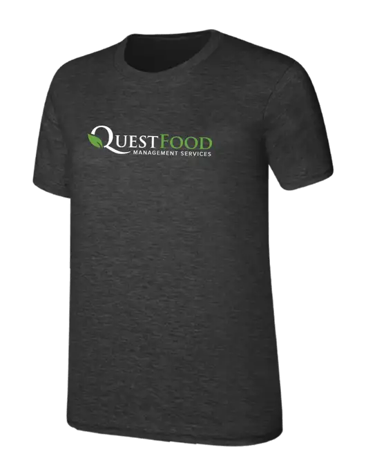 Womens Ring Spun Dark Heather Grey 4.5 oz T-Shirt w/Quest Food Logo